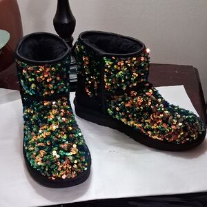 UGG Stellar Black Suede Sequin Boots